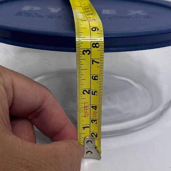 Pyrex 7203 Round Glass 7-Cup Food Storage Bowl with 7402-PC Dark Blue Lid Cover - Picture 5 of 5